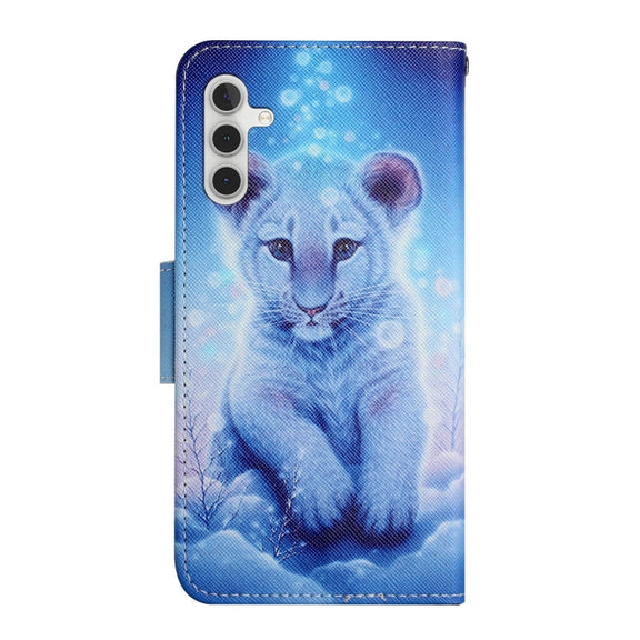 For Samsung Galaxy S25 5G Colored Drawing Pattern Leather Phone Case(Little Leopard)