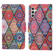 For Samsung Galaxy S25 5G Colored Drawing Pattern Leather Phone Case(Diamond Totem)