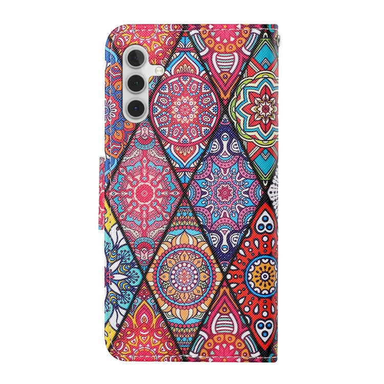 For Samsung Galaxy S25 5G Colored Drawing Pattern Leather Phone Case(Diamond Totem)