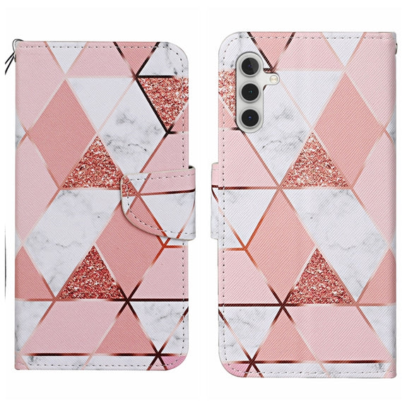 For Samsung Galaxy S25+ 5G Colored Drawing Pattern Leather Phone Case(Marble)