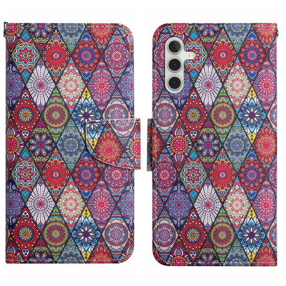 For Samsung Galaxy S25+ 5G Colored Drawing Pattern Leather Phone Case(Diamond Kaleidoscope)