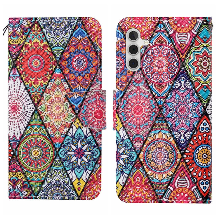 For Samsung Galaxy S25+ 5G Colored Drawing Pattern Leather Phone Case(Diamond Totem)