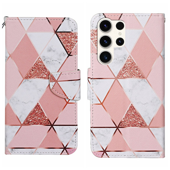 For Samsung Galaxy S25 Ultra 5G Colored Drawing Pattern Leather Phone Case(Marble)