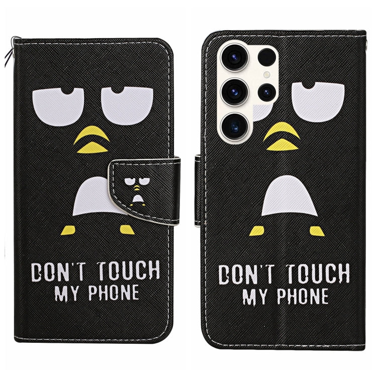 For Samsung Galaxy S25 Ultra 5G Colored Drawing Pattern Leather Phone Case(Penguin)