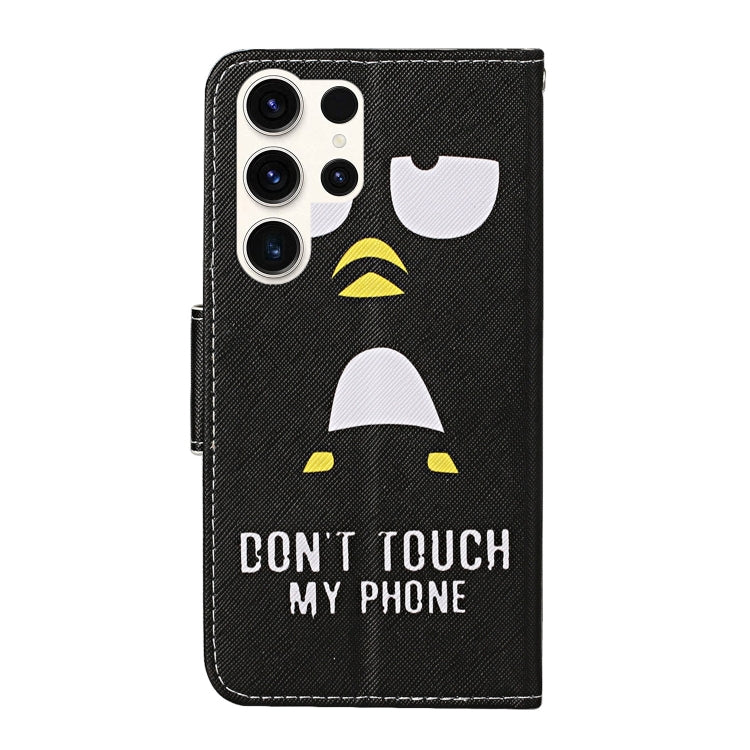 For Samsung Galaxy S25 Ultra 5G Colored Drawing Pattern Leather Phone Case(Penguin)