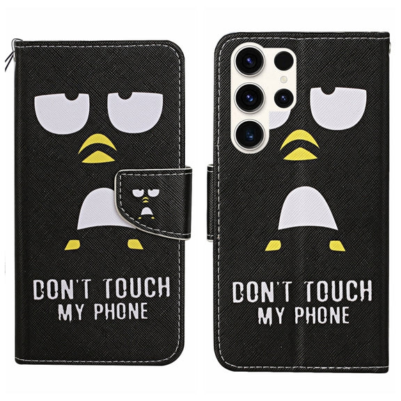 For Samsung Galaxy S25 Ultra 5G Colored Drawing Pattern Leather Phone Case(Penguin)