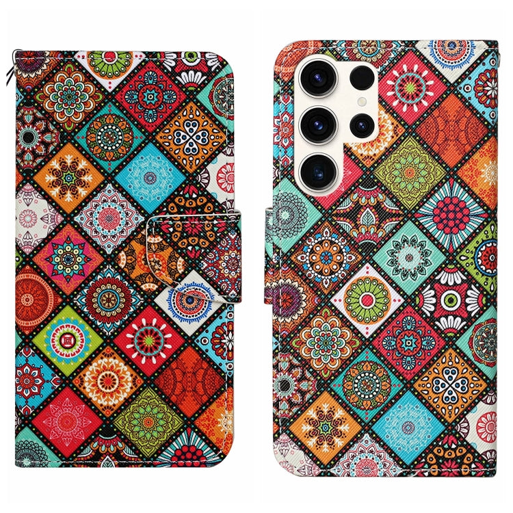For Samsung Galaxy S25 Ultra 5G Colored Drawing Pattern Leather Phone Case(Ethnic Style)