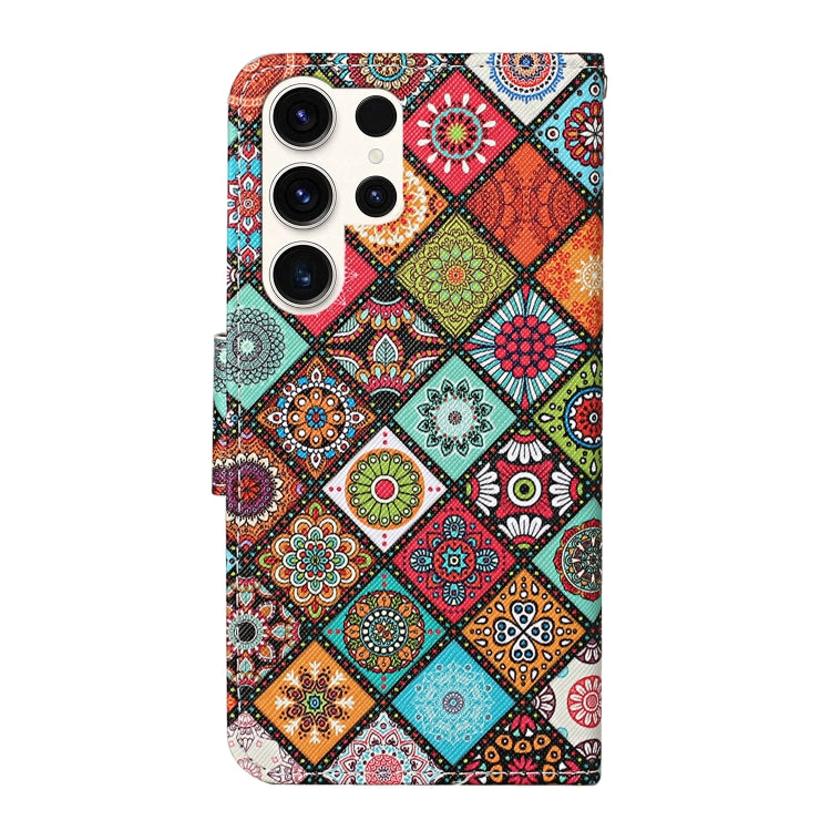 For Samsung Galaxy S25 Ultra 5G Colored Drawing Pattern Leather Phone Case(Ethnic Style)