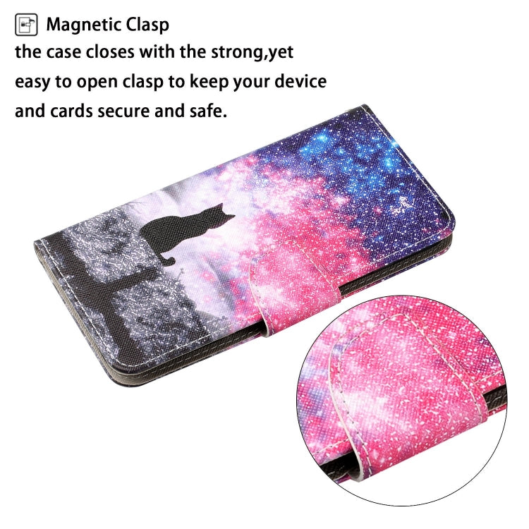 For Samsung Galaxy S25 Ultra 5G Colored Drawing Pattern Leather Phone Case(Star Sky Cat)
