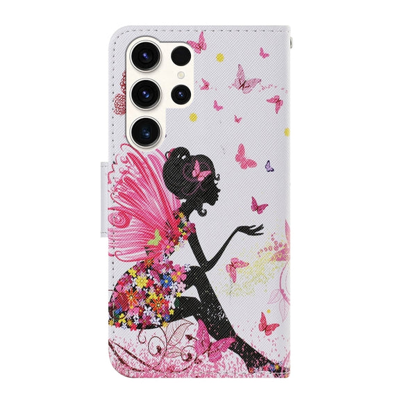 For Samsung Galaxy S25 Ultra 5G Colored Drawing Pattern Leather Phone Case(Dancing Girl)