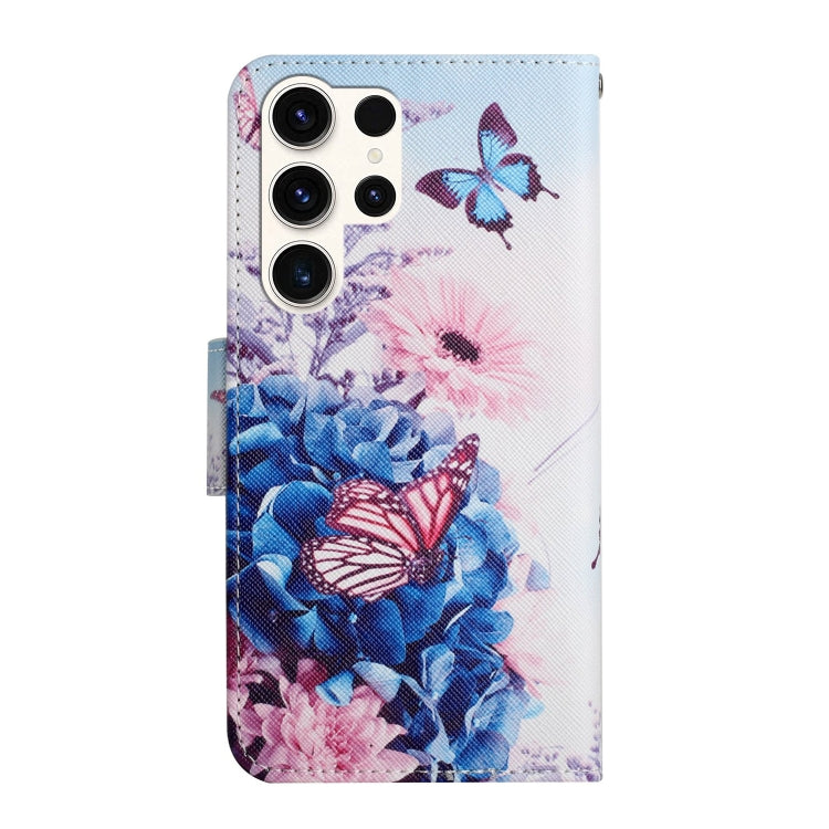 For Samsung Galaxy S25 Ultra 5G Colored Drawing Pattern Leather Phone Case(Purple Butterfly)