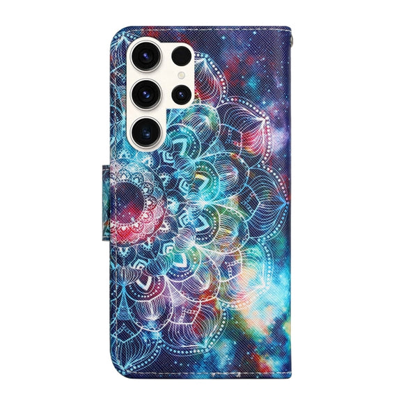 For Samsung Galaxy S25 Ultra 5G Colored Drawing Pattern Leather Phone Case(Star Mandala)