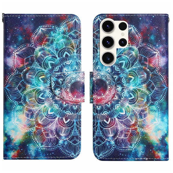 For Samsung Galaxy S25 Ultra 5G Colored Drawing Pattern Leather Phone Case(Star Mandala)