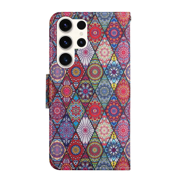 For Samsung Galaxy S25 Ultra 5G Colored Drawing Pattern Leather Phone Case(Diamond Kaleidoscope)