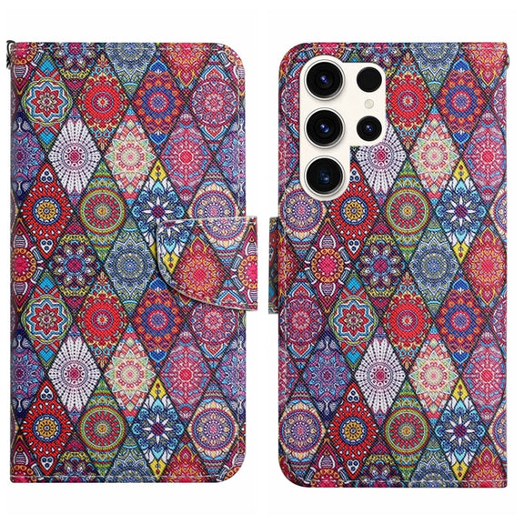 For Samsung Galaxy S25 Ultra 5G Colored Drawing Pattern Leather Phone Case(Diamond Kaleidoscope)
