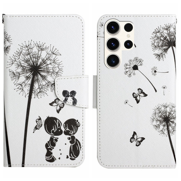 For Samsung Galaxy S25 Ultra 5G Colored Drawing Pattern Leather Phone Case(Dandelion)