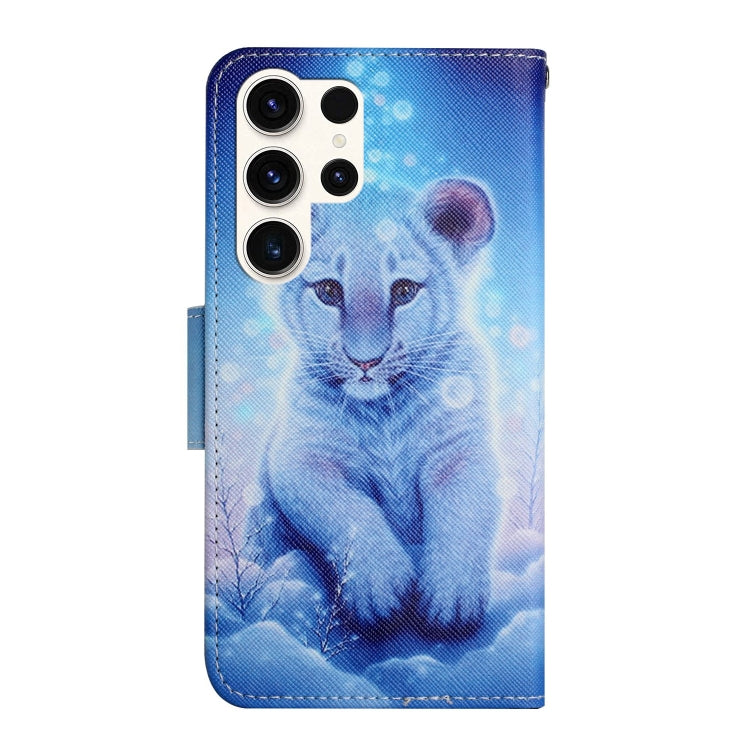 For Samsung Galaxy S25 Ultra 5G Colored Drawing Pattern Leather Phone Case(Little Leopard)