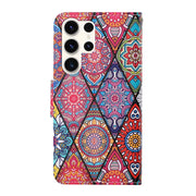 For Samsung Galaxy S25 Ultra 5G Colored Drawing Pattern Leather Phone Case(Diamond Totem)