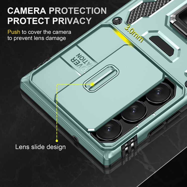For Samsung Galaxy S25 Ultra 5G Armor PC Hybrid TPU Camera Shield Phone Case(Alpine Green)