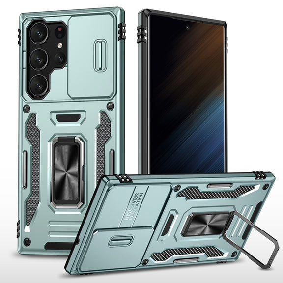 For Samsung Galaxy S25 Ultra 5G Armor PC Hybrid TPU Camera Shield Phone Case(Alpine Green)