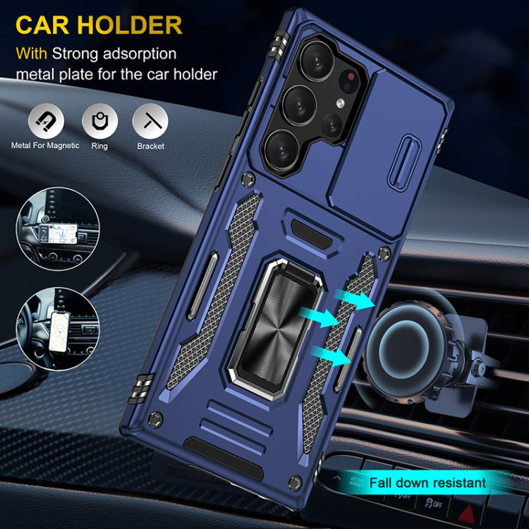 For Samsung Galaxy S25 Ultra 5G Armor PC Hybrid TPU Camera Shield Phone Case(Navy Blue)