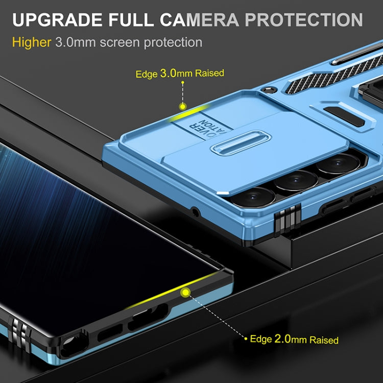 For Samsung Galaxy S25 Ultra 5G Armor PC Hybrid TPU Camera Shield Phone Case(Light Blue)
