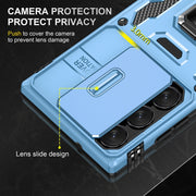 For Samsung Galaxy S25 Ultra 5G Armor PC Hybrid TPU Camera Shield Phone Case(Light Blue)