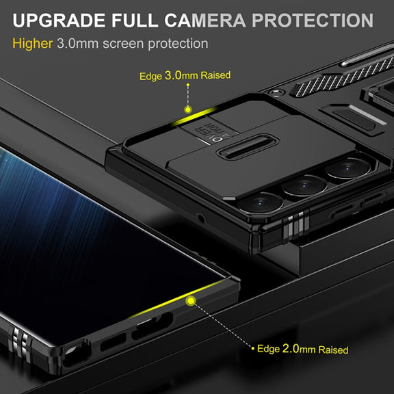 For Samsung Galaxy S25 Ultra 5G Armor PC Hybrid TPU Camera Shield Phone Case(Black)