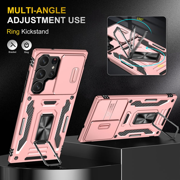For Samsung Galaxy S25 Ultra 5G Armor PC Hybrid TPU Camera Shield Phone Case(Rose Gold)