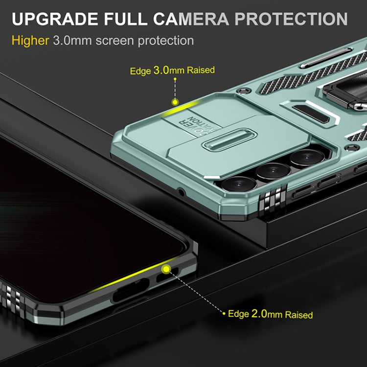 For Samsung Galaxy S25+ 5G Armor PC Hybrid TPU Camera Shield Phone Case(Alpine Green)