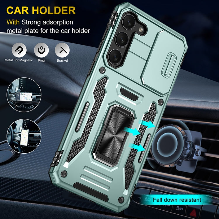 For Samsung Galaxy S25+ 5G Armor PC Hybrid TPU Camera Shield Phone Case(Alpine Green)