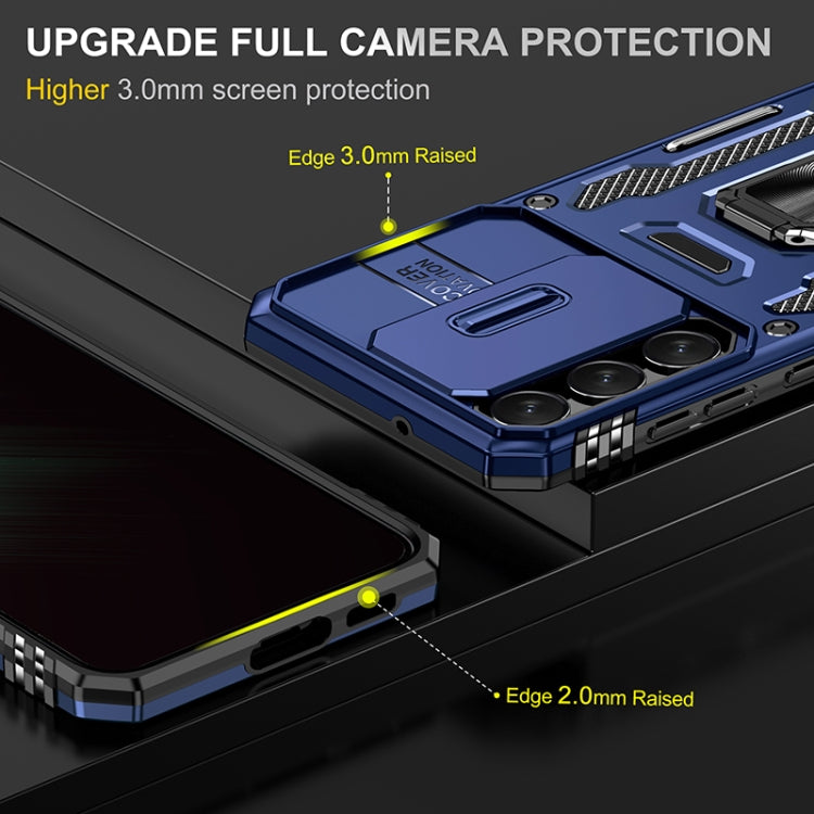 For Samsung Galaxy S25+ 5G Armor PC Hybrid TPU Camera Shield Phone Case(Navy Blue)