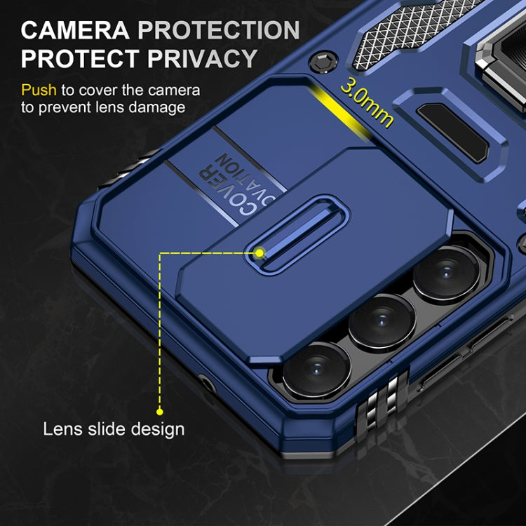 For Samsung Galaxy S25+ 5G Armor PC Hybrid TPU Camera Shield Phone Case(Navy Blue)