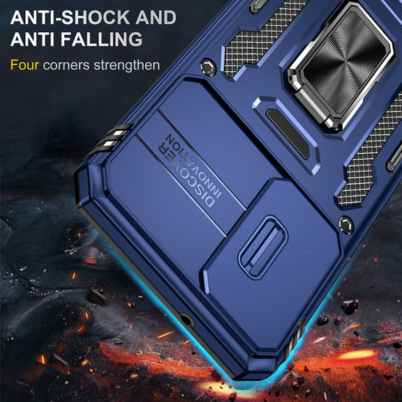 For Samsung Galaxy S25+ 5G Armor PC Hybrid TPU Camera Shield Phone Case(Navy Blue)