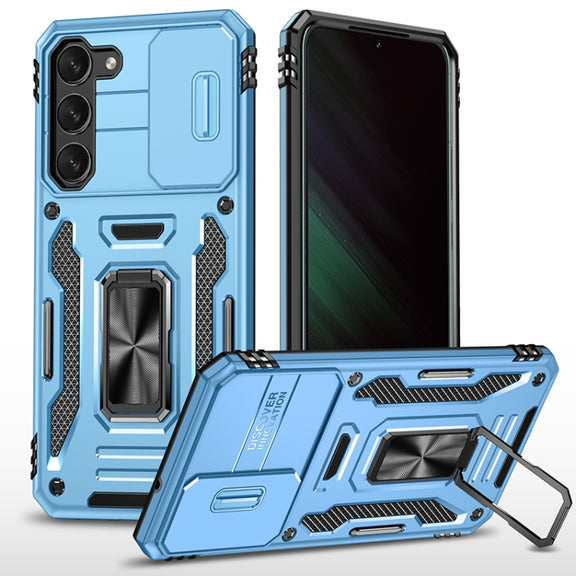 For Samsung Galaxy S25+ 5G Armor PC Hybrid TPU Camera Shield Phone Case(Light Blue)