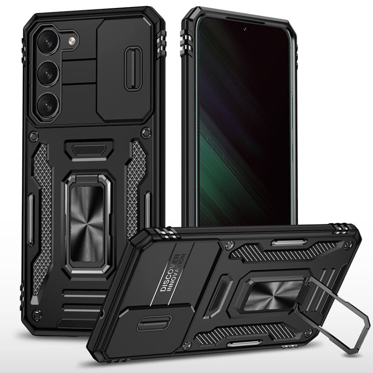 For Samsung Galaxy S25+ 5G Armor PC Hybrid TPU Camera Shield Phone Case(Black)