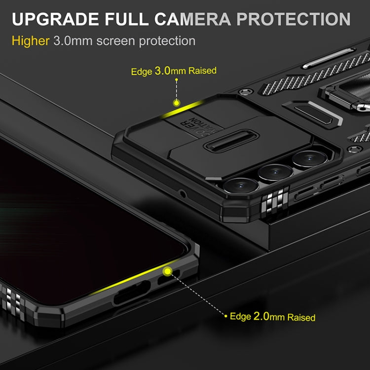 For Samsung Galaxy S25+ 5G Armor PC Hybrid TPU Camera Shield Phone Case(Black)