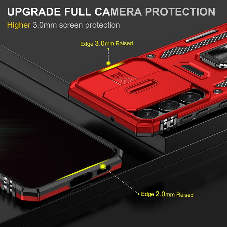 For Samsung Galaxy S25+ 5G Armor PC Hybrid TPU Camera Shield Phone Case(Red)