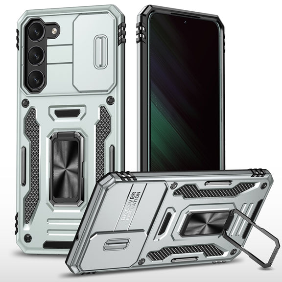 For Samsung Galaxy S25+ 5G Armor PC Hybrid TPU Camera Shield Phone Case(Grey)