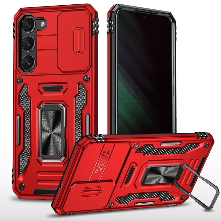 For Samsung Galaxy S25 5G Armor PC Hybrid TPU Camera Shield Phone Case(Red)