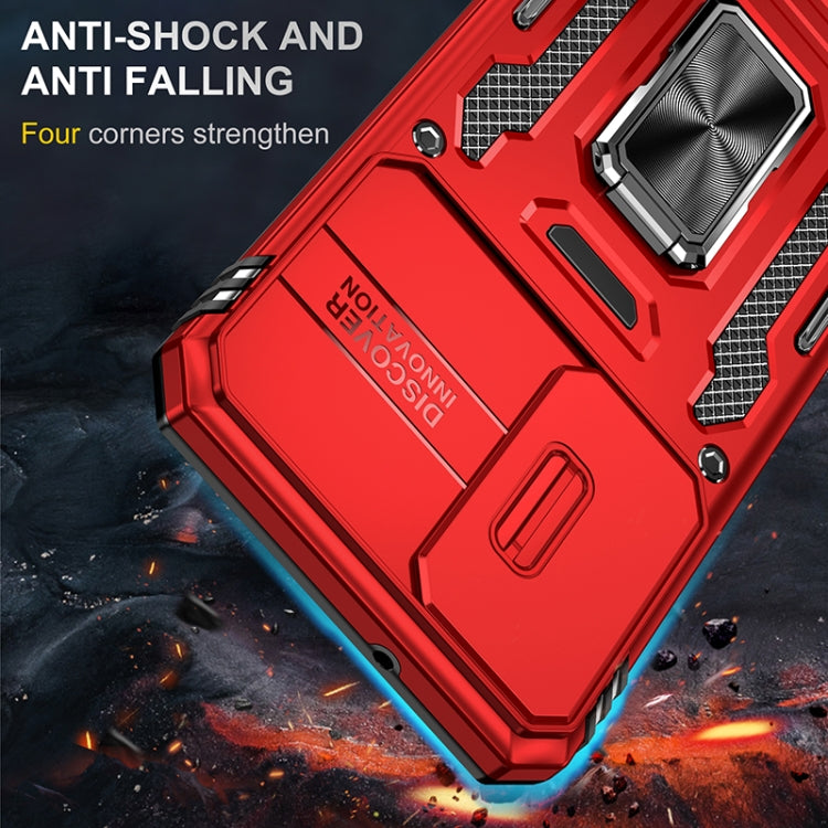 For Samsung Galaxy S25 5G Armor PC Hybrid TPU Camera Shield Phone Case(Red)