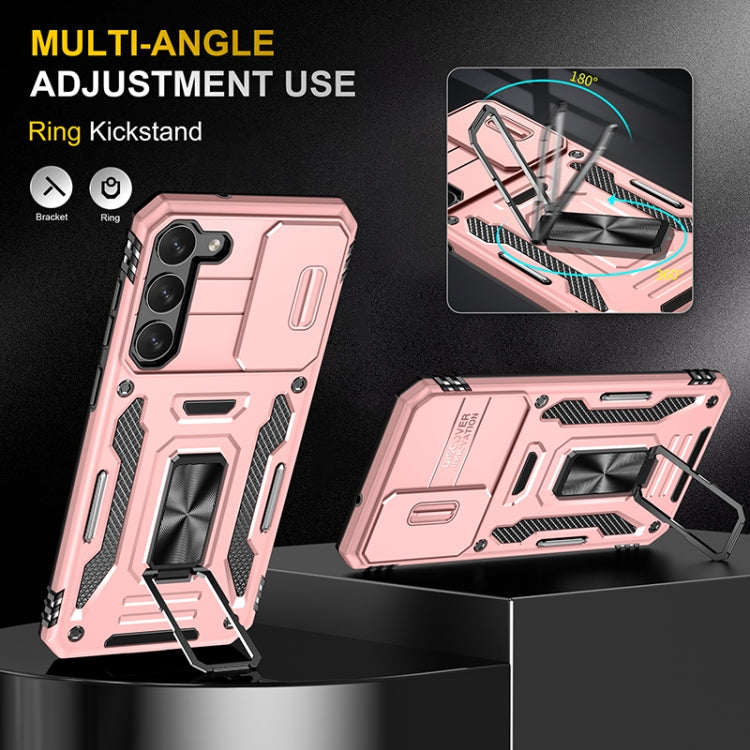 For Samsung Galaxy S25 5G Armor PC Hybrid TPU Camera Shield Phone Case(Rose Gold)