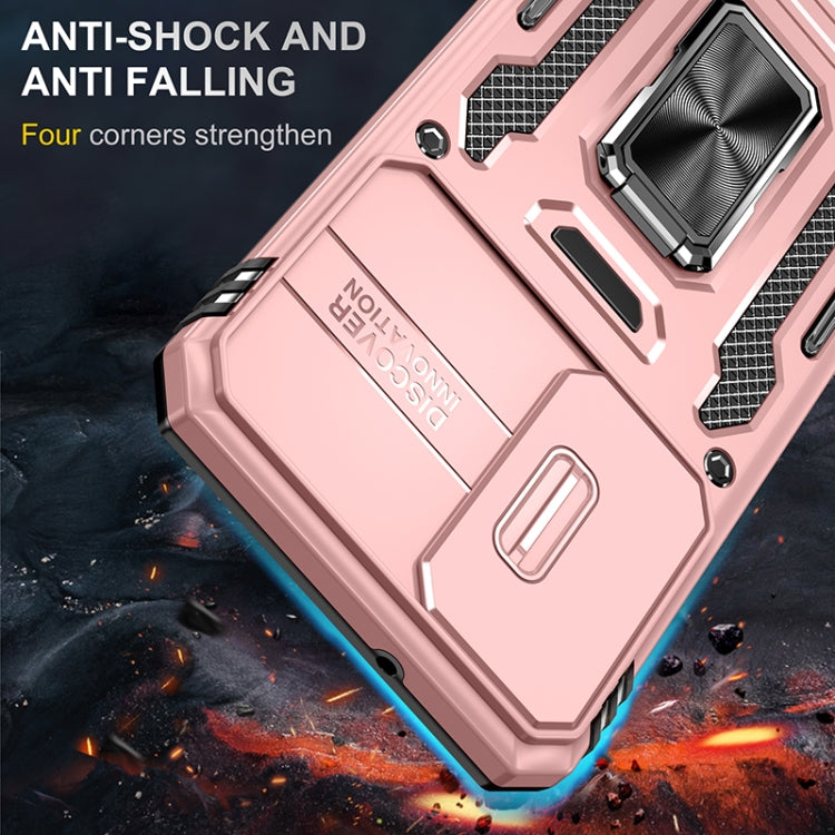 For Samsung Galaxy S25 5G Armor PC Hybrid TPU Camera Shield Phone Case(Rose Gold)