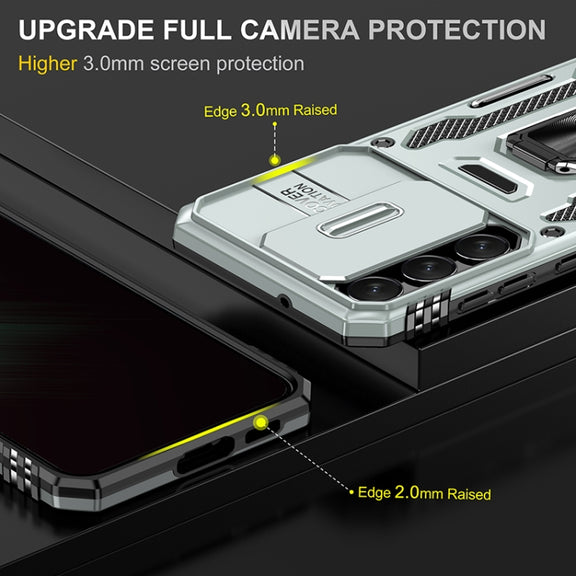 For Samsung Galaxy S25 5G Armor PC Hybrid TPU Camera Shield Phone Case(Grey)