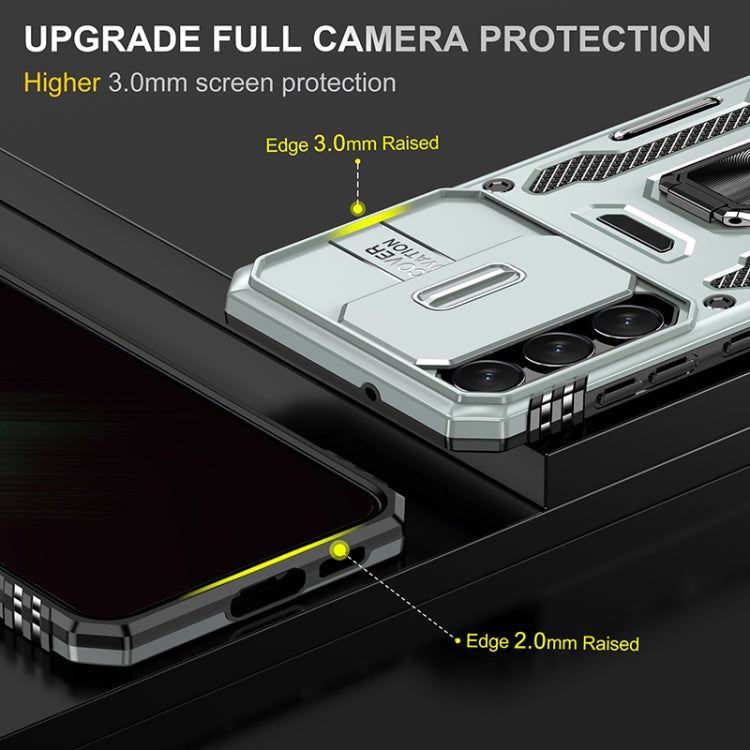For Samsung Galaxy S25 5G Armor PC Hybrid TPU Camera Shield Phone Case(Grey)