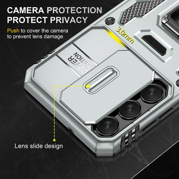 For Samsung Galaxy S25 5G Armor PC Hybrid TPU Camera Shield Phone Case(Grey)