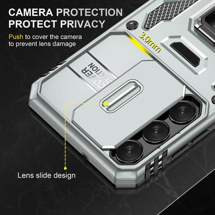 For Samsung Galaxy S25 5G Armor PC Hybrid TPU Camera Shield Phone Case(Grey)