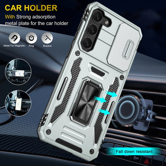 For Samsung Galaxy S25 5G Armor PC Hybrid TPU Camera Shield Phone Case(Grey)