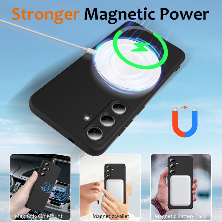 For Samsung Galaxy S25+ 5G Shockproof Silicone Magsafe Phone Case(Black)