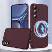 For Samsung Galaxy S25+ 5G Shockproof Silicone Magsafe Phone Case(Plum Color)